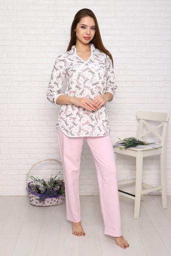 Б13 Пижама кокетка со стойкой (розовая) - Студия Текстиля