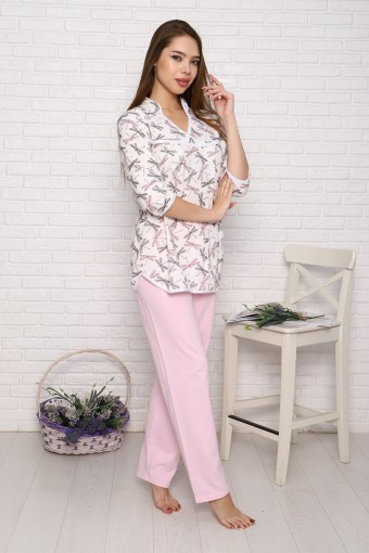Б13 Пижама кокетка со стойкой (розовая) (Фото 2)