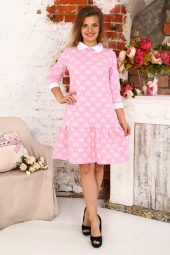 Д438 Платье Валерия футер (Сердечки на розовом) - Студия Текстиля
