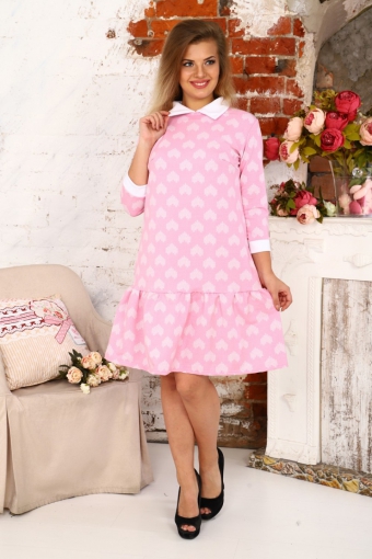 Д438 Платье Валерия футер (Сердечки на розовом) (Фото 2)