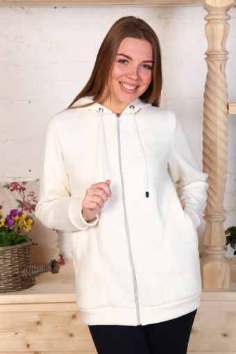 Г21 Куртка (толстовка) удлиненная с капюшоном (Белая) - Студия Текстиля