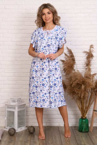 А14 Сорочка Маркиза (Синие цветочки) - Студия Текстиля