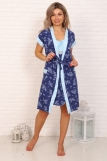 А20 Комплект халат Кимоно и сорочка Царица (Розы на голубом) (Фото 2)