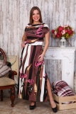 Д470 Платье Лейла вискоза (Цветы на коричневом) (Фото 1)