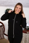 Г21 Куртка (толстовка) удлиненная с капюшоном (Черная) - Студия Текстиля