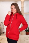 Г21 Куртка (толстовка) удлиненная с капюшоном (Красная) - Студия Текстиля
