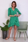 Д490 Платье на запах Антонина (горох на зеленом) - Студия Текстиля